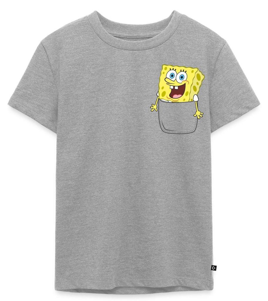Spreadshirt SpongeBob Schwammkopf Ich Bin Bereit Brustmotiv Kinder Premium T-Shirt, 98/104 (2 Jahre), Grau meliert