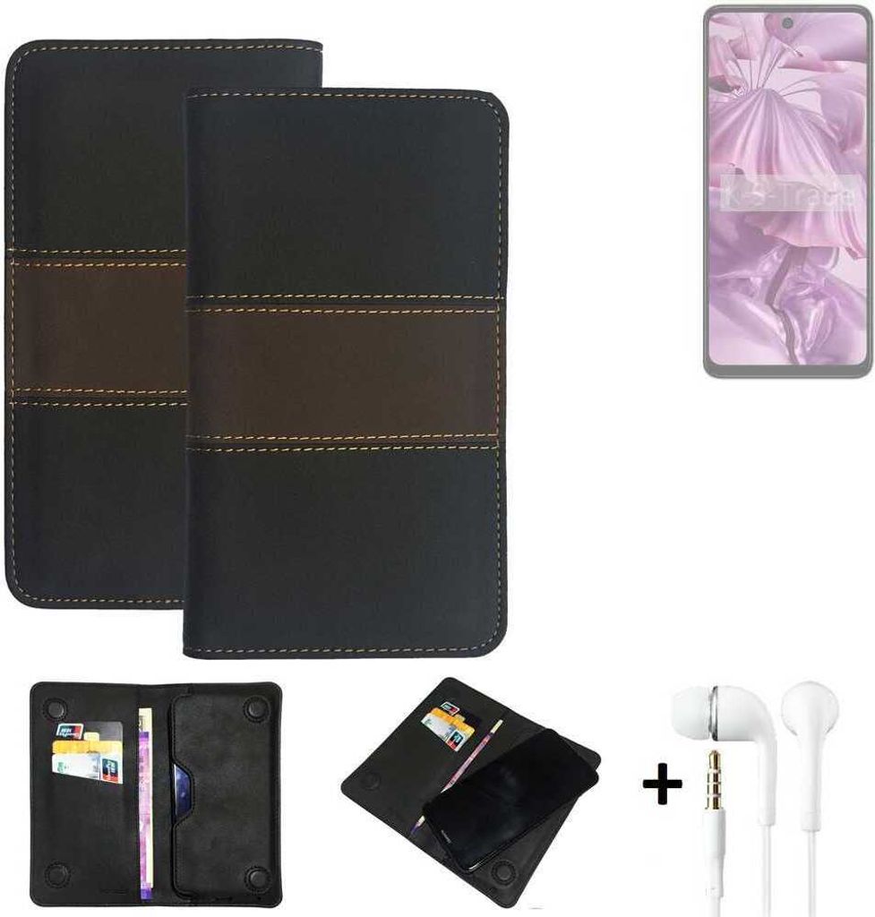K-S-Trade Handyhülle + Kopfhörer kompatibel mit HMD Pulse Schutzhülle Walletcase Bookstyle Tasche Schutz Case Hülle Wallet Cover Kunstleder