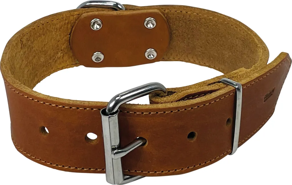 Collier Large Nobby TABIL 40mm Cuir Cognac Ajustable 38-48cm Robuste - 2