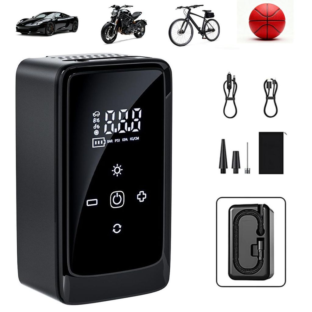 Kabellose Elektrische Luftpumpe, 3900mAh, 140 PSI, USB-C, Digitaldisplay, LED/SOS Licht, tragbarer Kompressor für Auto, Fahrrad