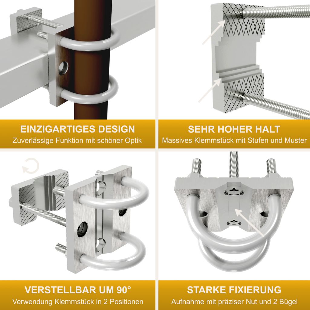 Sonnenschirmhalter aus Edelstahl für Balkongeländer rund Produktbild 5