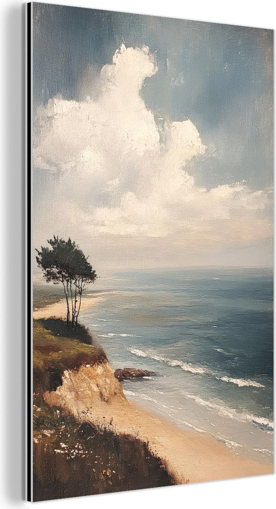 MuchoWow Wanddekoration Metall Metallbild Wandkunst 60x90 cm Klippe - Meer - Baum MuchoWow Aluminium Gemälde - Wandbilder - Aluminium