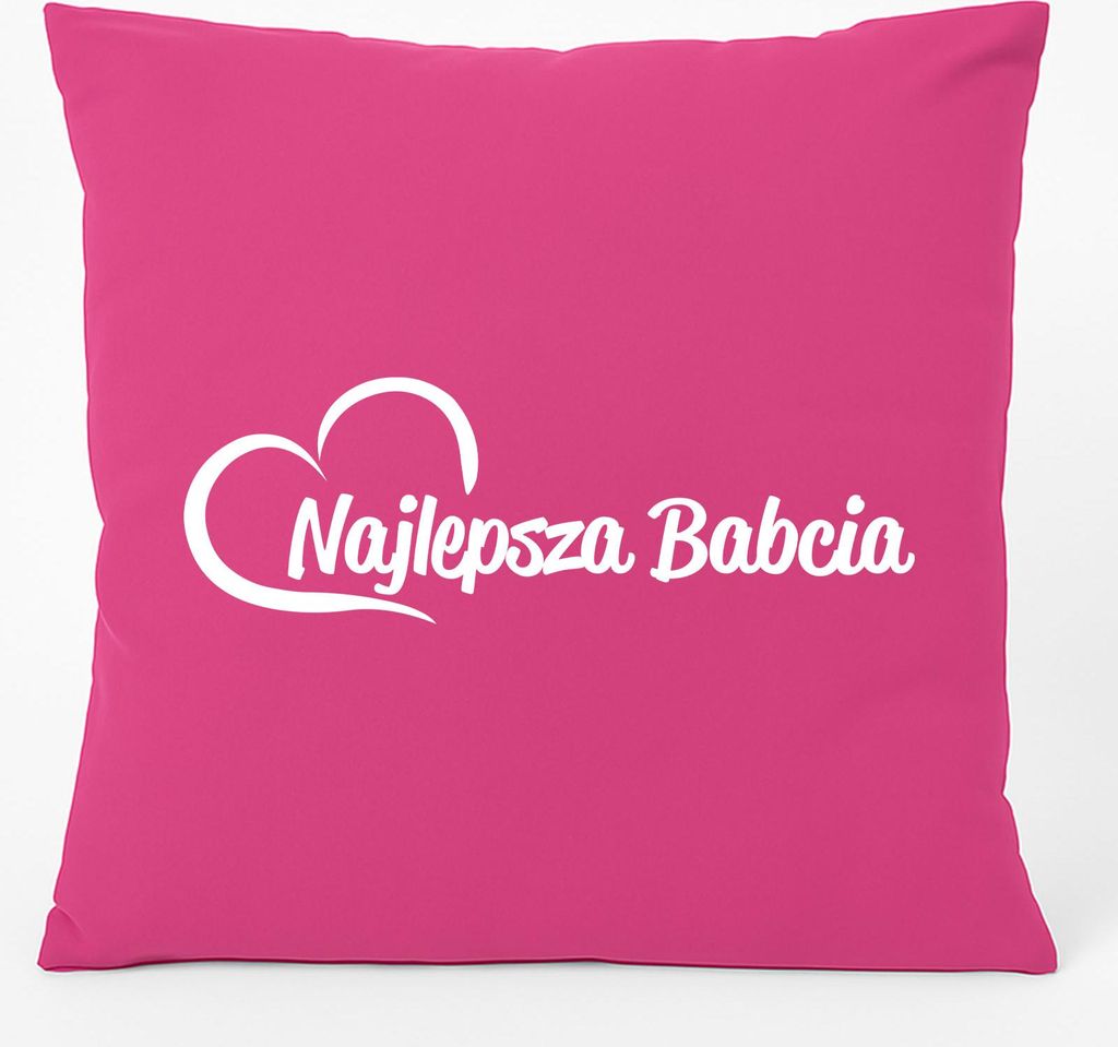 Huuraa Kissen Najlepsza Babcia Serce 40x40cm mit Füllung Fuchsia Baumwolle Dekokissen Geschenkidee