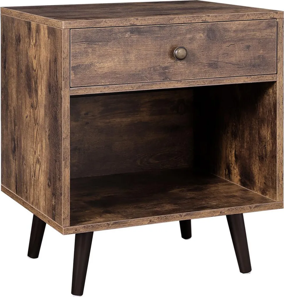 Table de chevet bois rétro gain de place - Chevet bois stable et déco