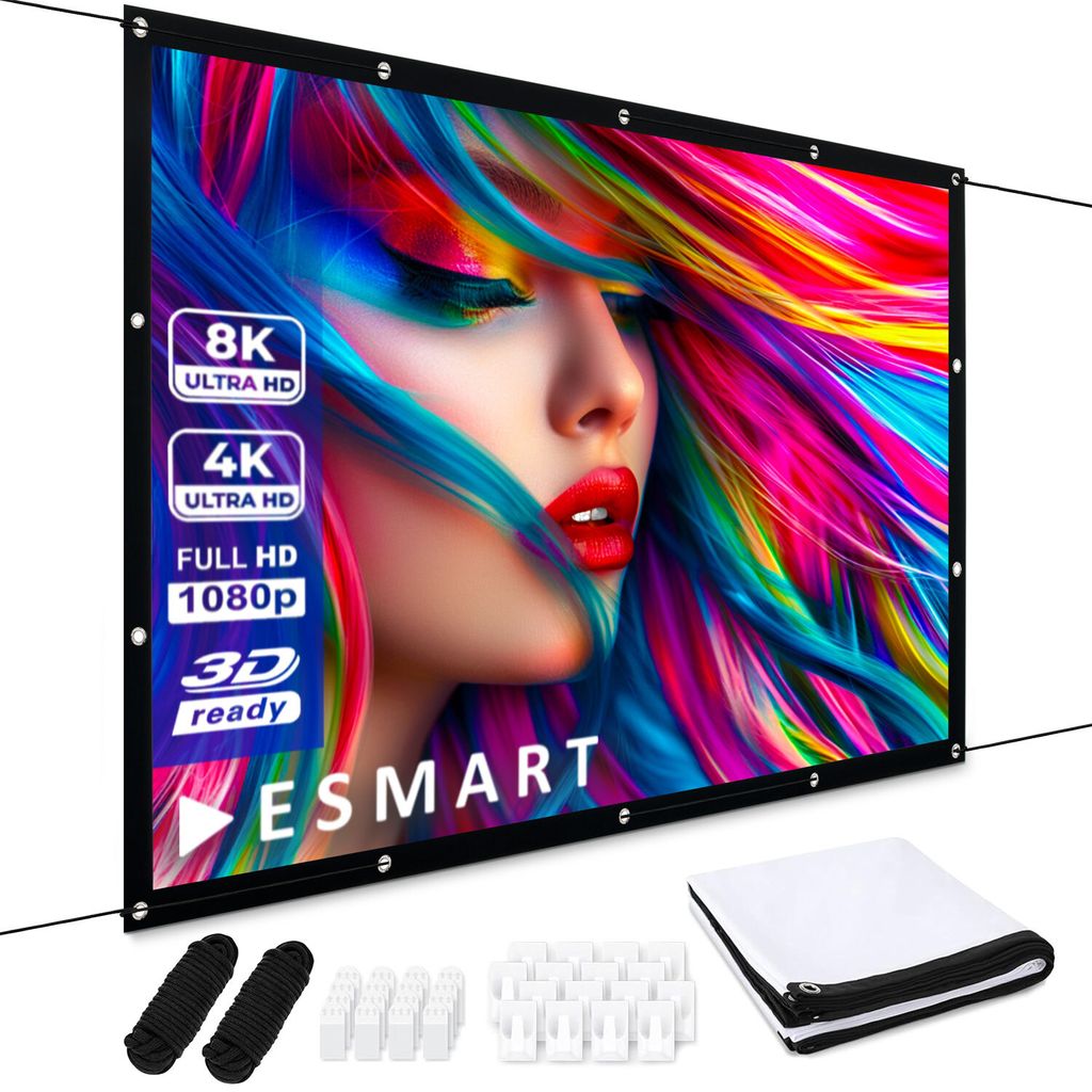 ESMART Spann-Leinwand Flex 266 x 149 cm (120") 16:9 | Heimkino Beamer Projektionsleinwand Outdoor Leinwand LCD LED