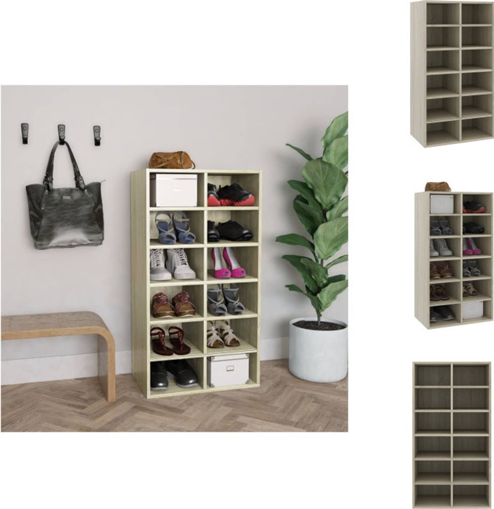 vidaXL Schuhregal Sonoma-Eiche 54x34x100,5 cm Holzwerkstoff - Schuhregale & -schränke