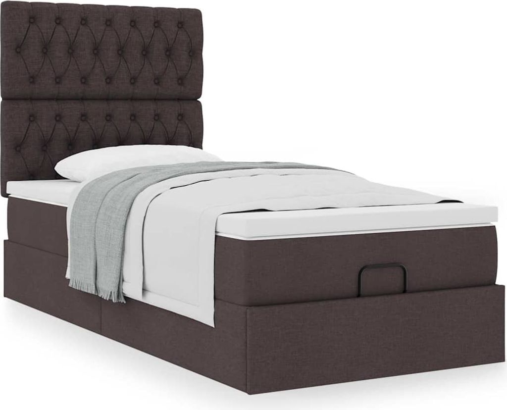 Hochwertig Ottoman-Bett mit Matratze Dunkelbraun 100x200 cm Stoff 3313219