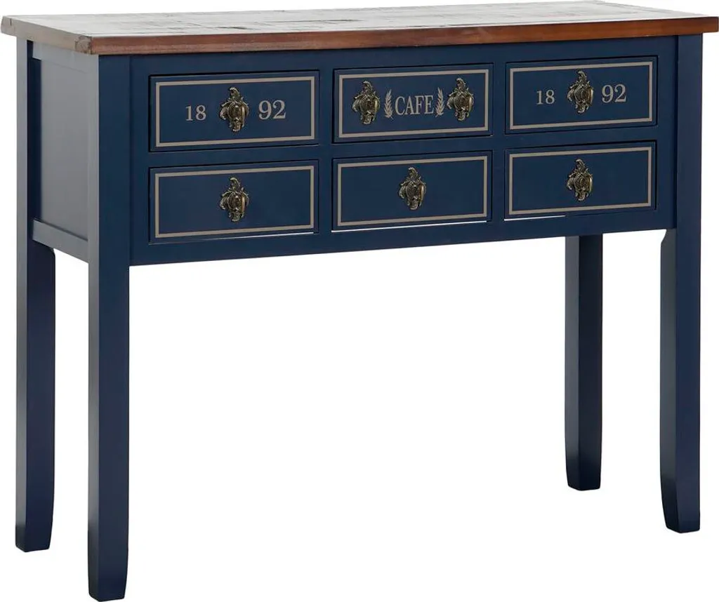 Console Home ESPRIT bicolore Brown et Navy blue robuste 103x35x80 cm