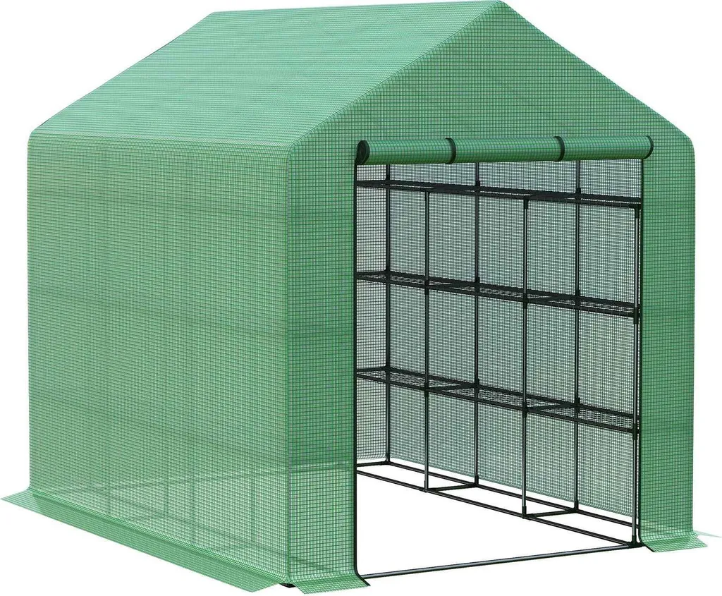 Serre à tomates verticale avec porte zippée et structure en aluminium