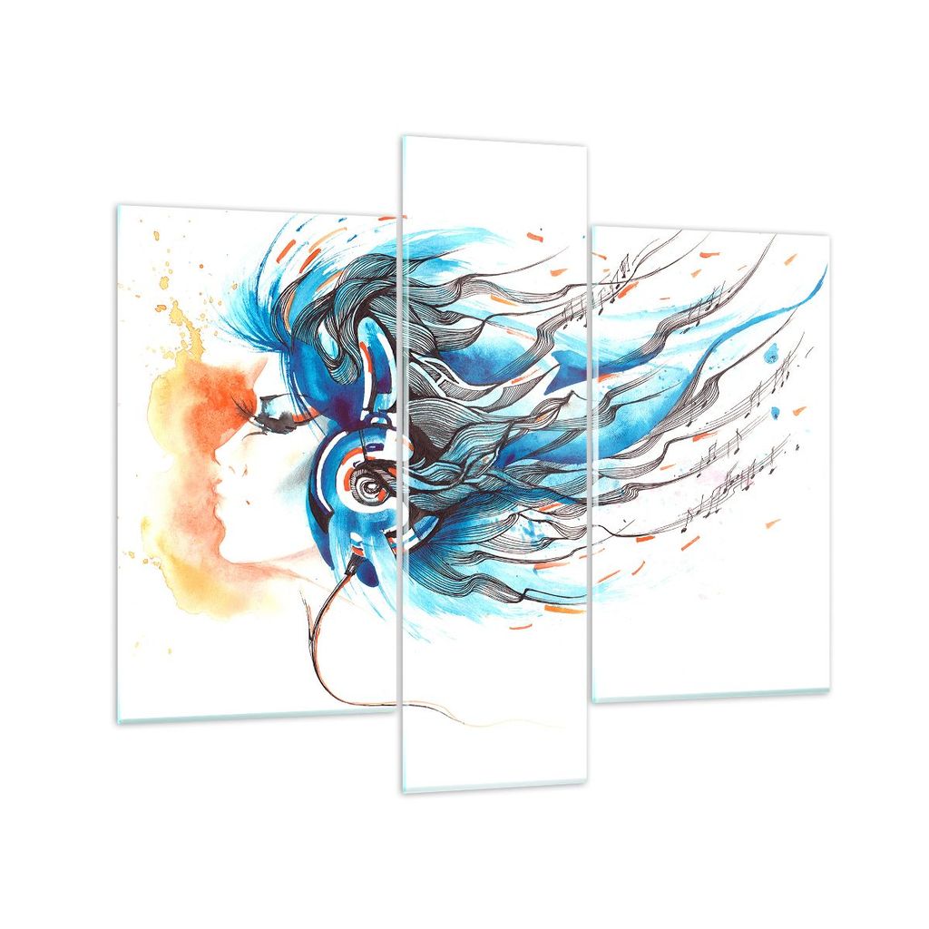Bilder auf glas - disco dj Mädchen Abbildung - 95x80cm - Glasbilder - Wandbilder - Kunstdruck - zum Aufhängen bereit - Wanddekoration aus Glas - ...