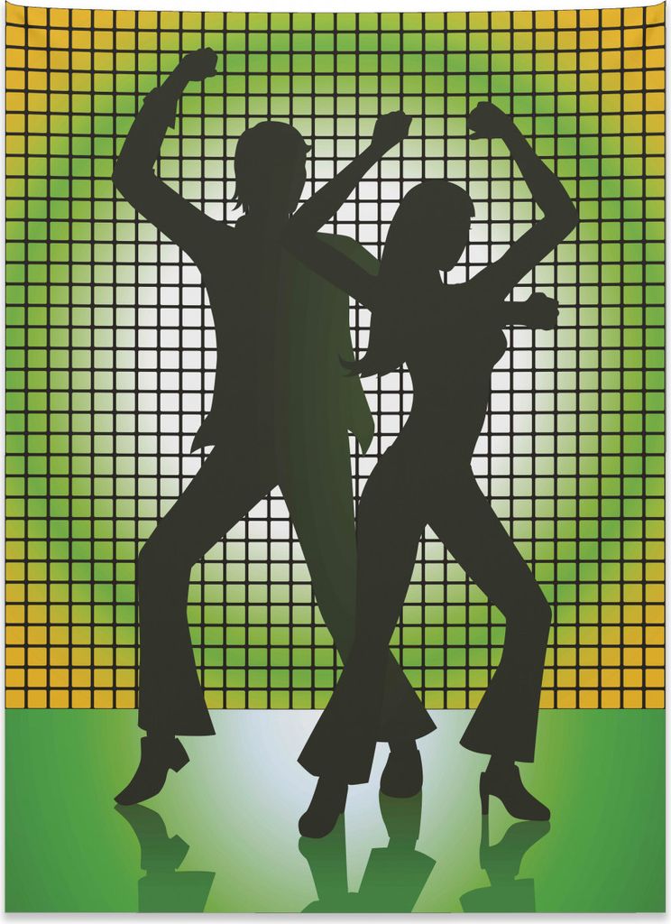 Abakuhaus Party Wandteppich, Disco-Paar-Tanz aus Weiches Mikrofaser Stoff Kein Verblassen Klare Farben Waschbar, 110 x 150 cm, Hellgrün Dunkelgrü...