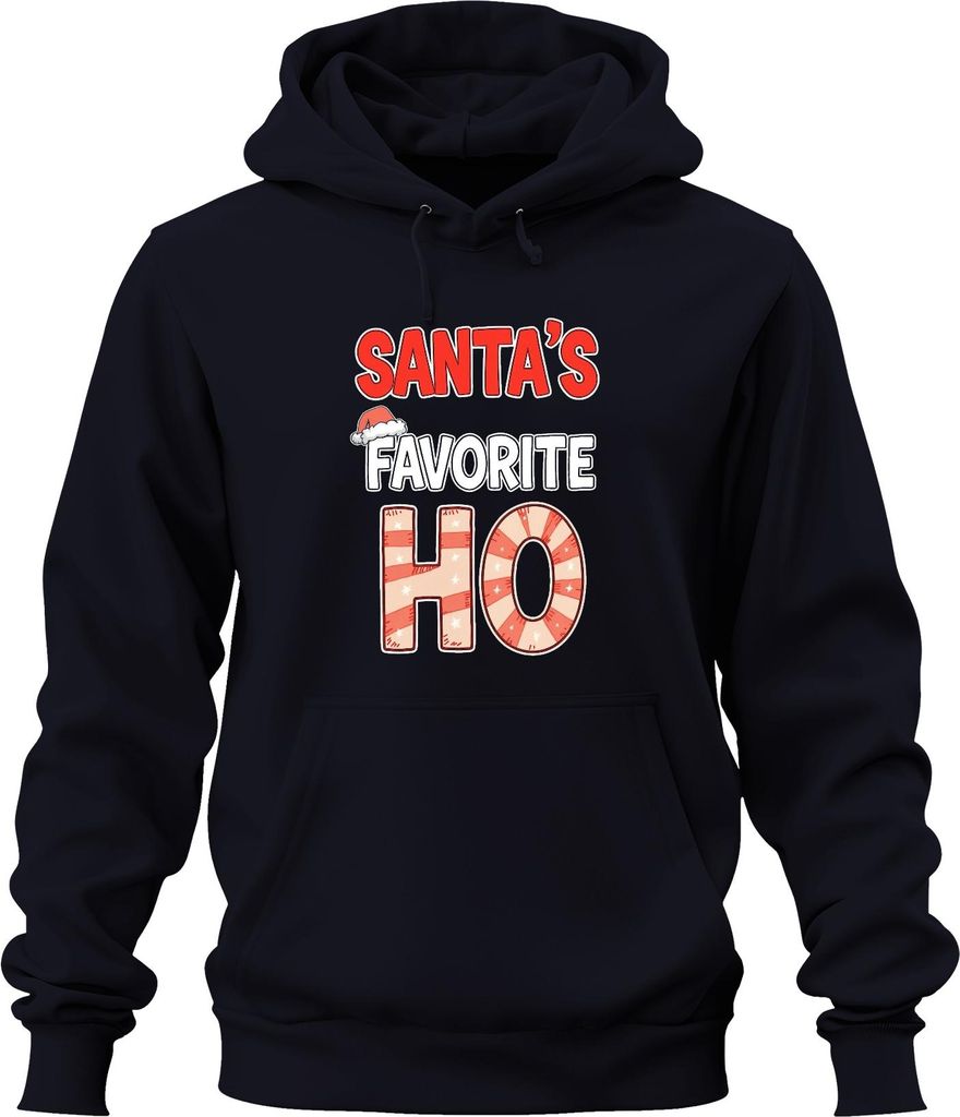 SANTA'S FAVORITE HO Lustig Weihnachten Nikolaus Party Geschenk Uni Hoodie Kapuzenpullover, Navy, L