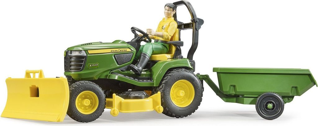bruder 62104 - Bworld John Deere Rasentraktor mit Anhänger Produktbild 
