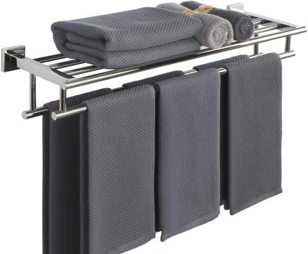 Porte-serviettes mural inox 70cm pour salle de bain - Gamme Chrome Inox