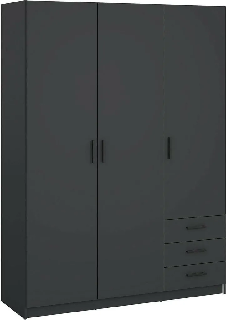 Armoire 3 portes grise avec 4 étagères amovibles Simeon