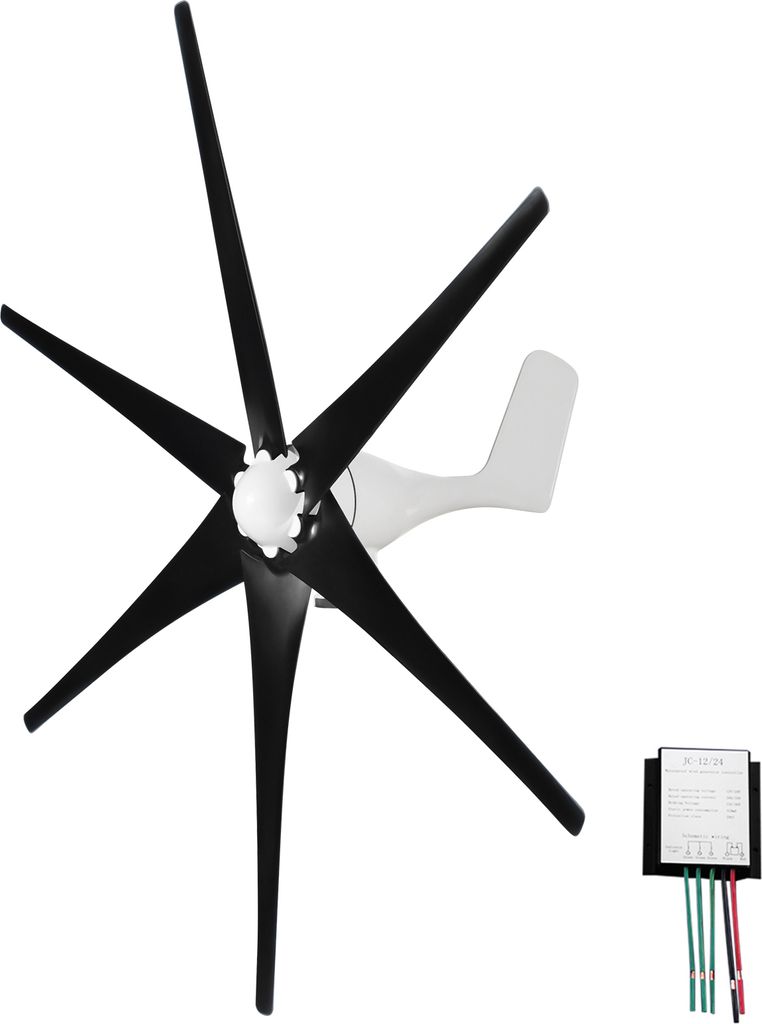 Windturbinengenerator-Kit, 400 W, 12 V, mit 5/6 Fluegeln, Hybrid-Laderegler, 2,0 m/s Startwindgeschwindigkeit, Windkraftgenerator fuer Aussenposten...
