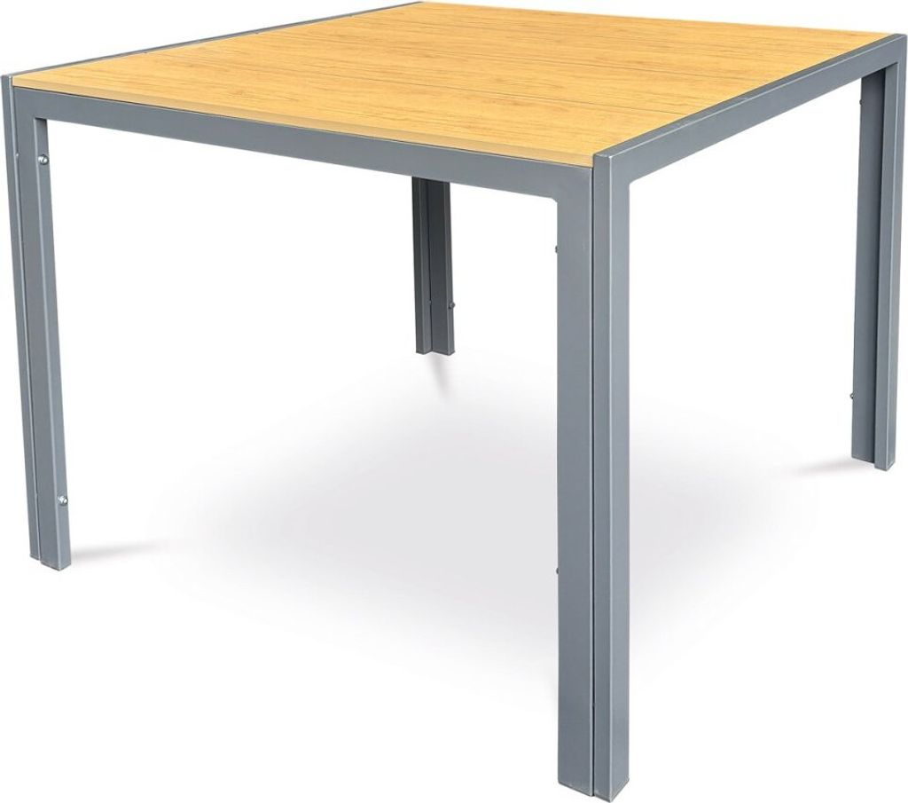 Autronic Stůl zahradní 90x90x73 deska polywood v dekoru dubu šedá kovová konstrukce (AZT-S1209 OAK