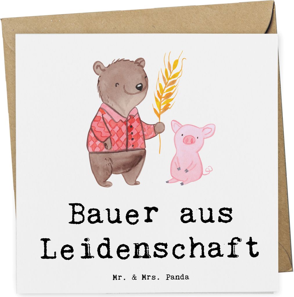 Mr. & Mrs. Panda Grußkarte Bauer Leidenschaft - Weiß - Geschenk, doppelkarte, Bauernhof, Witzig, Klappkarte, anlasskarte, Glückwunschkarte, Agro...