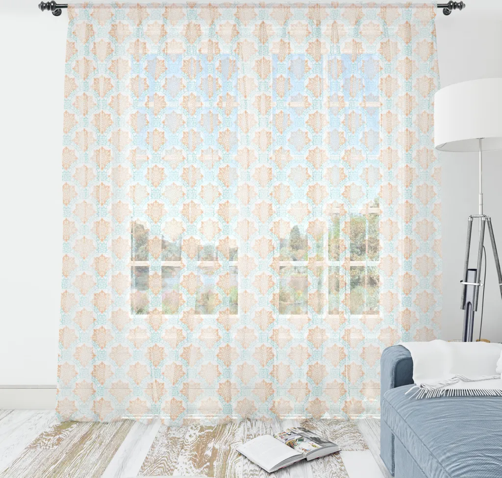 ABAKUHAUS Arazzo 180x274 Satinato - Mandala Albicocca e Verde Acqua