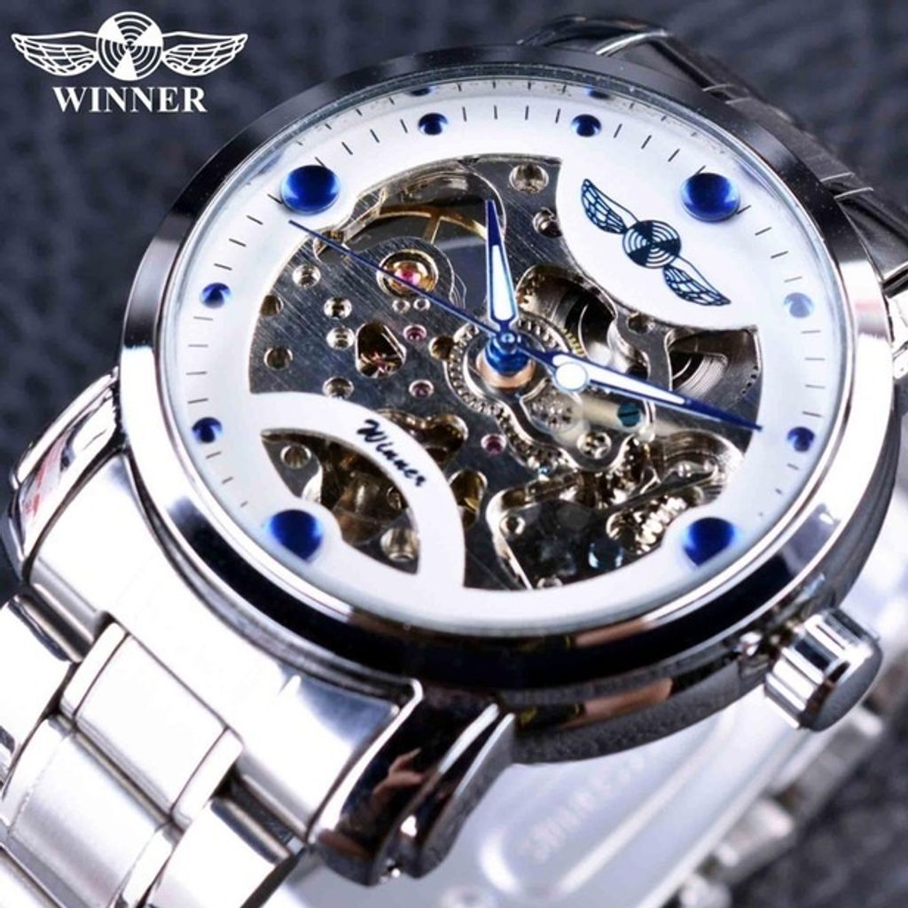 Elegante Herrenuhr Winner Sky - Weiß / Blau für jeden Anlass KP2598
