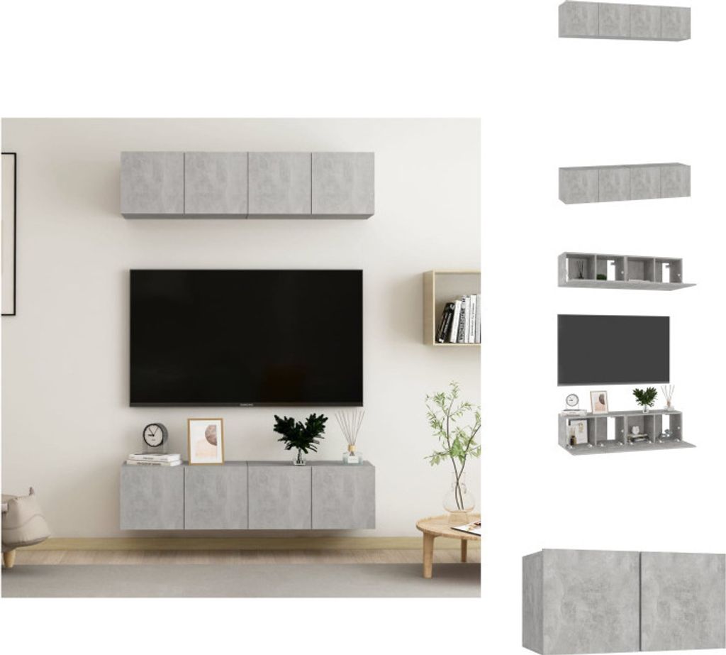 vidaXL TV-Schränke 4 Stk. Betongrau 60x30x30 cm Produktbild 