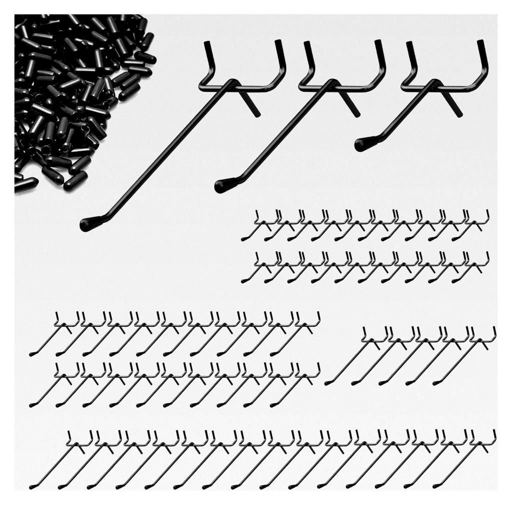 60 Stück Lochwandhaken, Metallhaken für Werkzeugwände mit 2,5 cm Lochabstand, zum Aufhängen von Waren in Supermärkten (15 cm/10 cm/5 cm) (Schw...