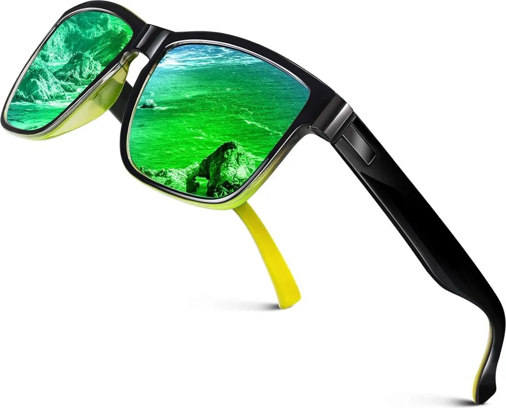 Generico HTTDSLF Occhiali da sole polarizzati Protezione UV400, Quadrati Retrò Classici Vintage Sunglasses, Rettangolari per Donna e Uomo per Spiaggia Viaggio Pesca
