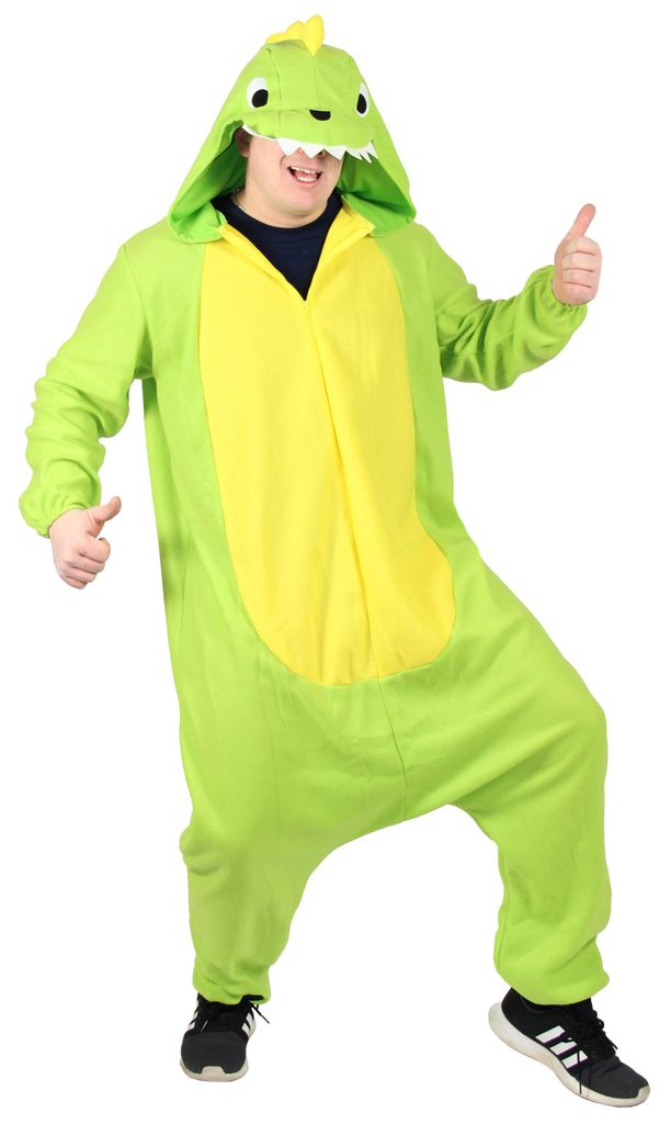 Dinosaurier Kostüm Jumpsuit grün für Erwachsene, Größe:S Produktbild 