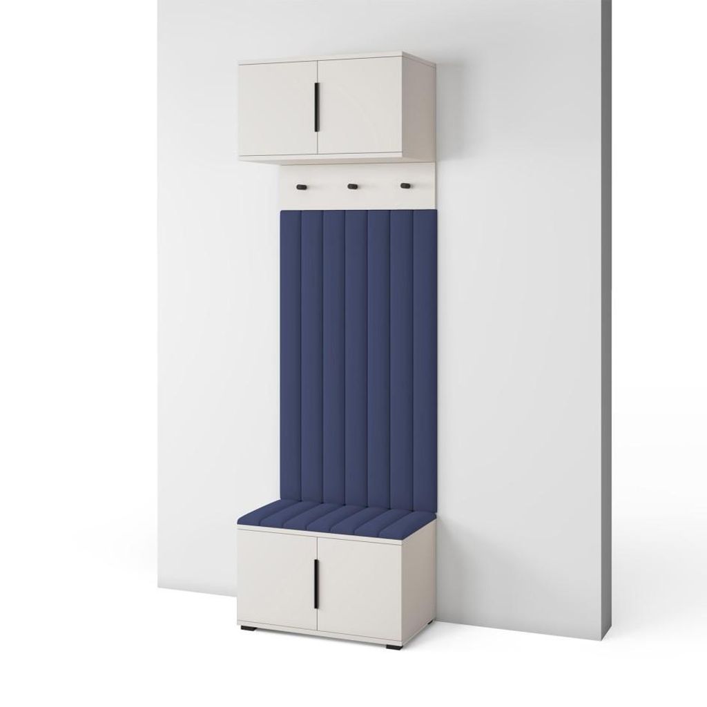 Garderoben-Set Napoli Version 15: Schuhschrank mit Polsterpaneelen, Hängeschrank für Flur und Eingangsbereich (Cashmere/Trinity 31)