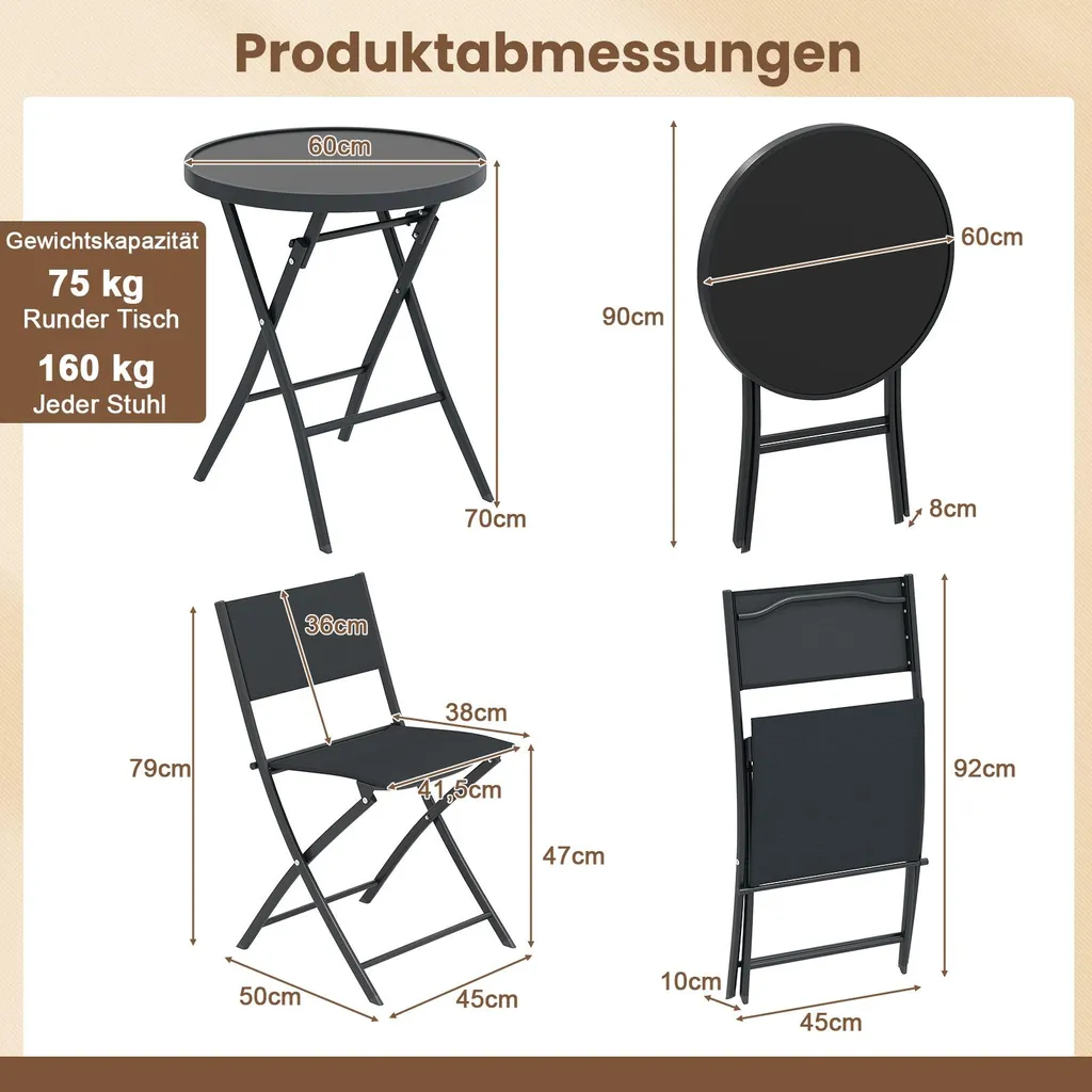 Set Bistro COSTWAY: Arreda il tuo Giardino o Balcone con Stile 3 Pezzi - 3