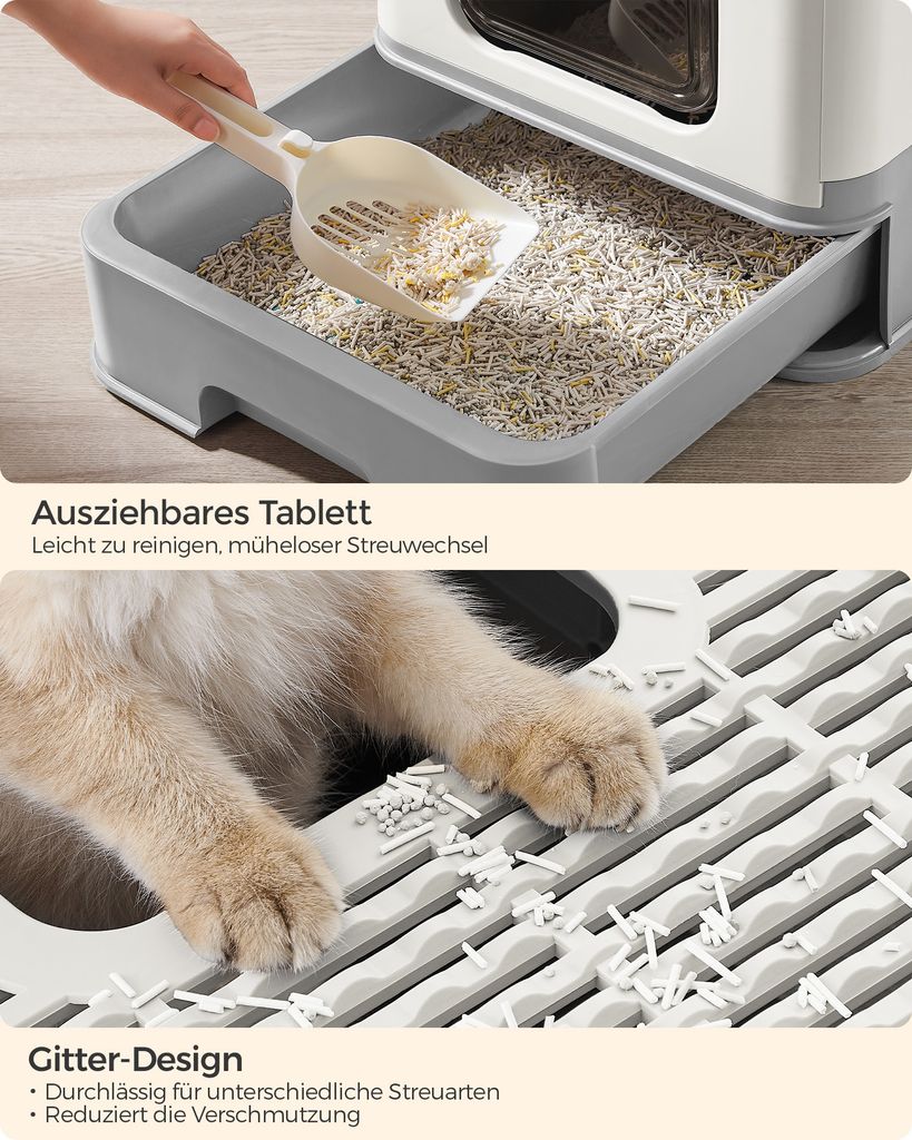 FEANDREA Katzenklo, mit Deckel, für Katzen bis 15kg, Produktbild 7