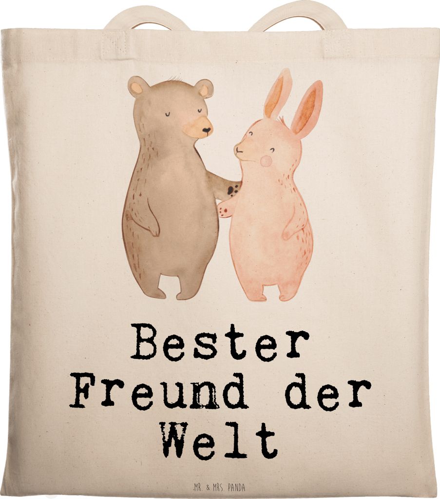 Mr. & Mrs. Panda canvas tasche Hase Bester Freund der Welt - Transparent - Geschenk, Herz, Love, Liebe, Laptoptasche, Mann, Shopping, dokumententas...