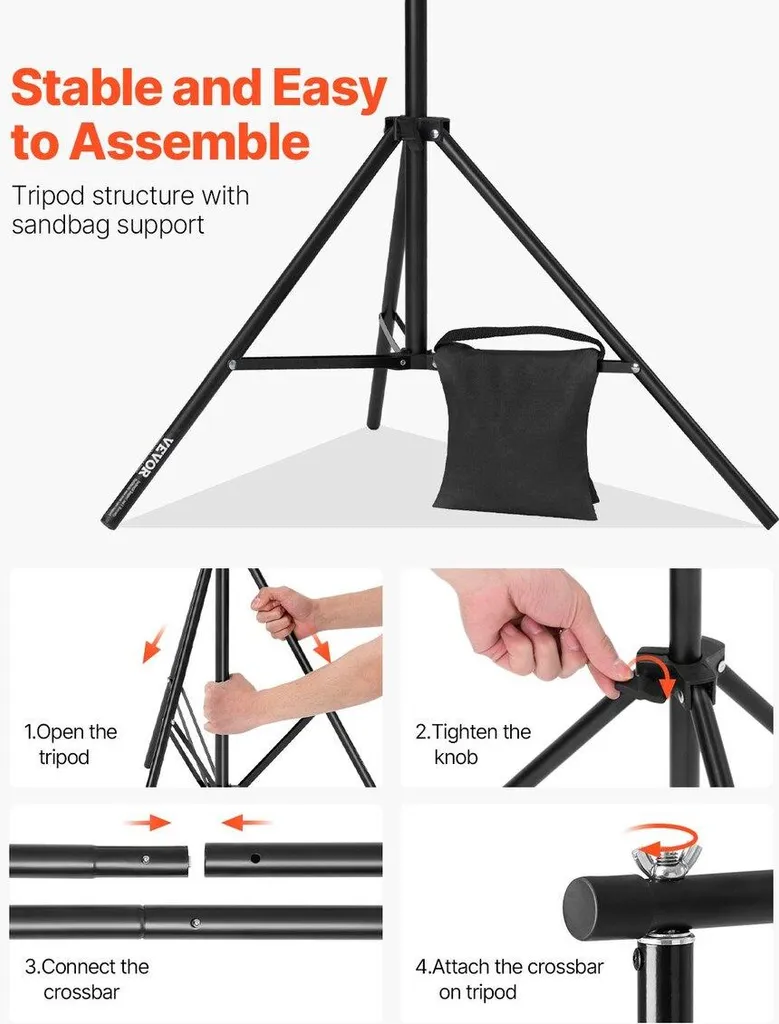 Kit de fond de scène stable à 2 trépieds pour éliminer les plis de fond - 4
