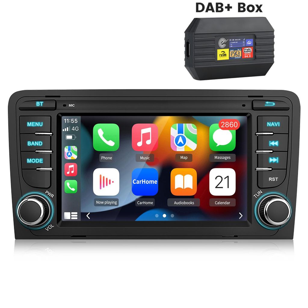 carplay 7"Android13 1+32G autoradio Für Audi A3 S3 RS3 2003-2013 GPS DAB NAVI WIFI SWC BT 2din FM anddroid auto