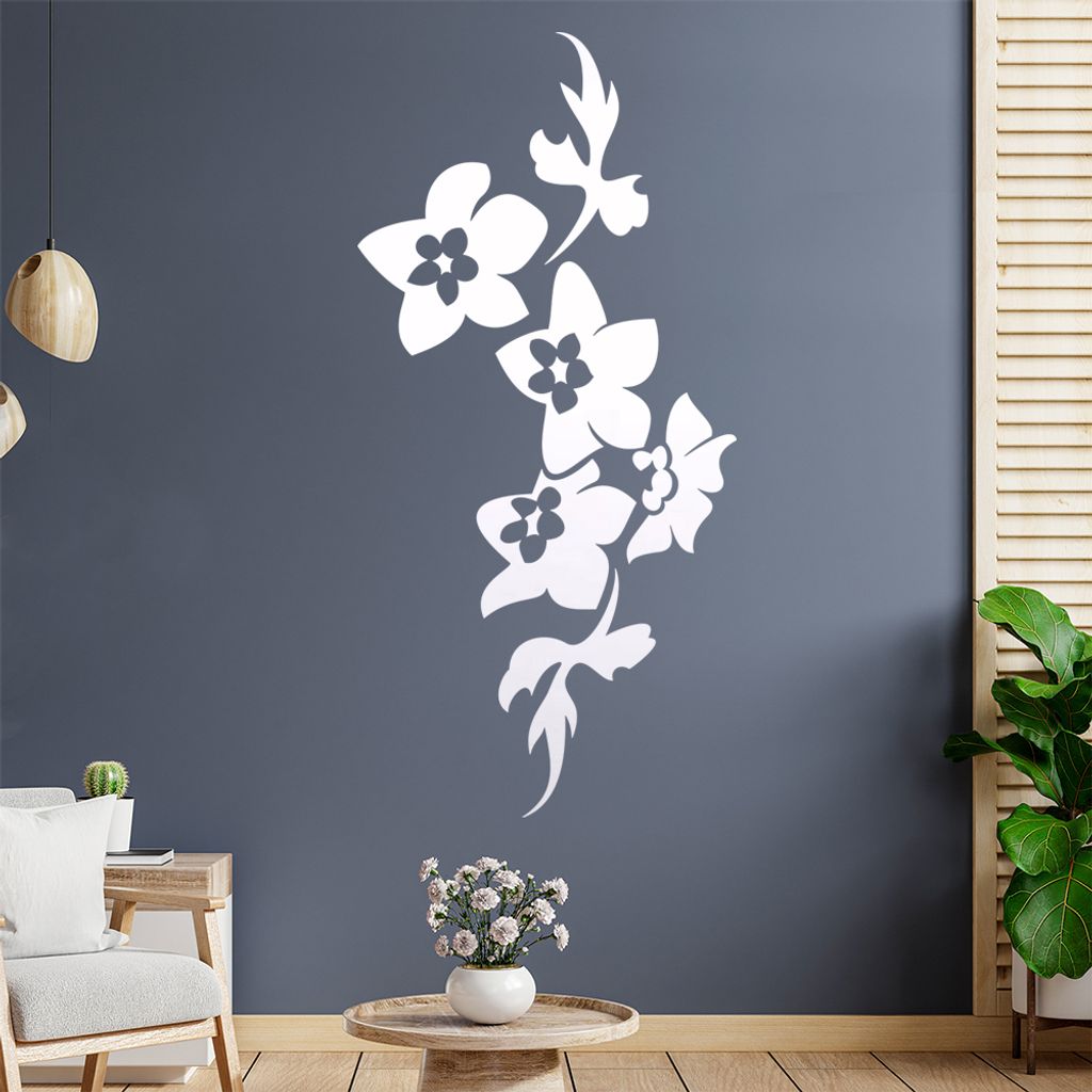Blumen - Linien Wandtattoo in 6 Größen - Wandaufkleber Wall Sticker - Dekoration, Küche, Wohnzimmer, Schlafzimmer, Badezimmer