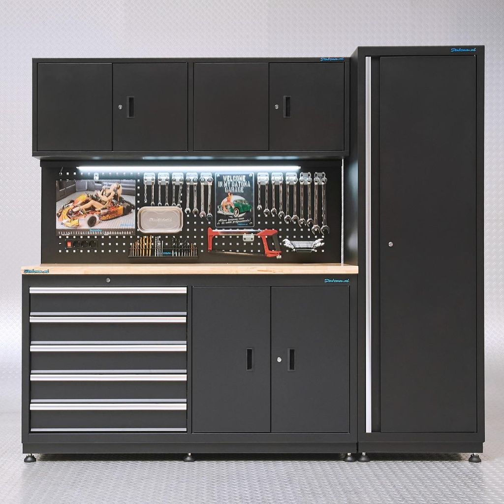 Werkbank garage 160 cm met zijkast Productafbeelding 