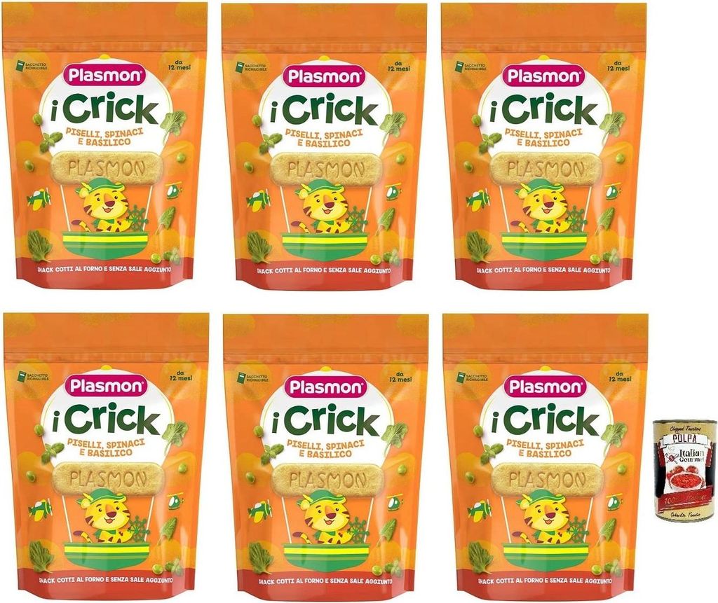 6x Plasmon i Crick,Snacks mit Erbsen, Spinat, Basilikum Produktbild 