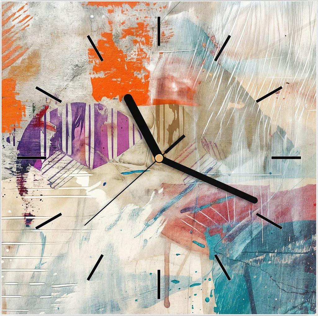 Wanduhr aus Glas mit Motiv Abstrakte Kunst- 30 x 30 cm - inkl. Aufhängesystem
