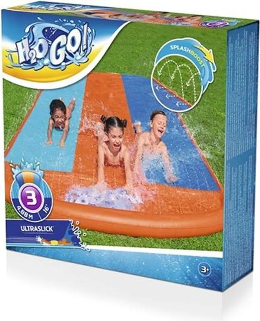 Toboggan aquatique triple pour fête d'anniversaire et jeux de jardin d'été