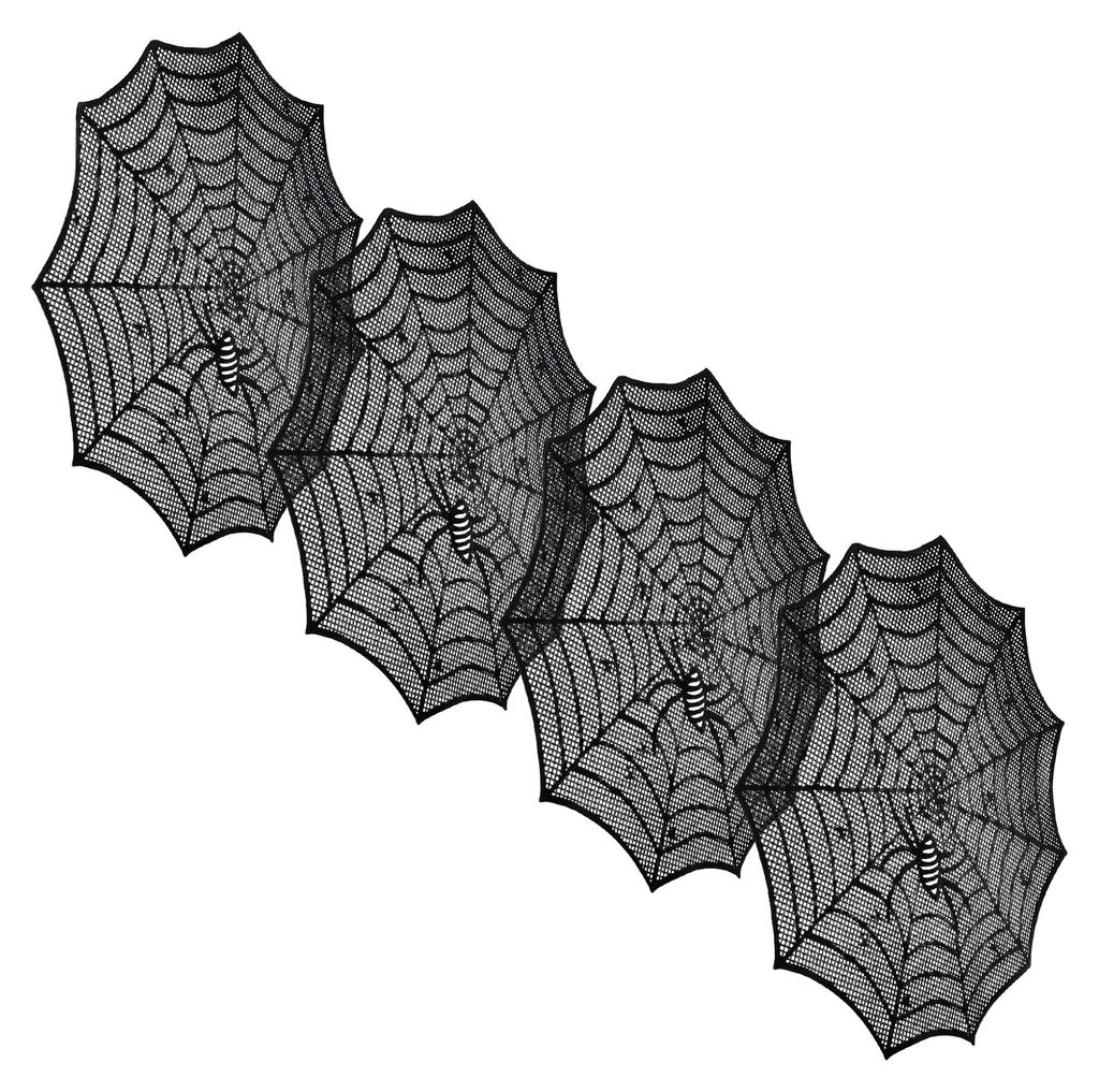 4 Stück Spinnennetz Tischsets für Halloween Esssets aus PVC-Material zur Tischdekoration für Mottopartys