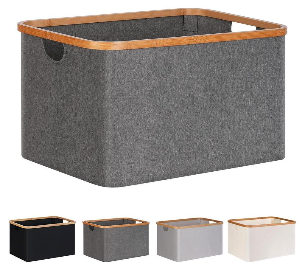 Skládací koš na prádlo 60L Bambusová tkanina Grey- Obrázek produktu 