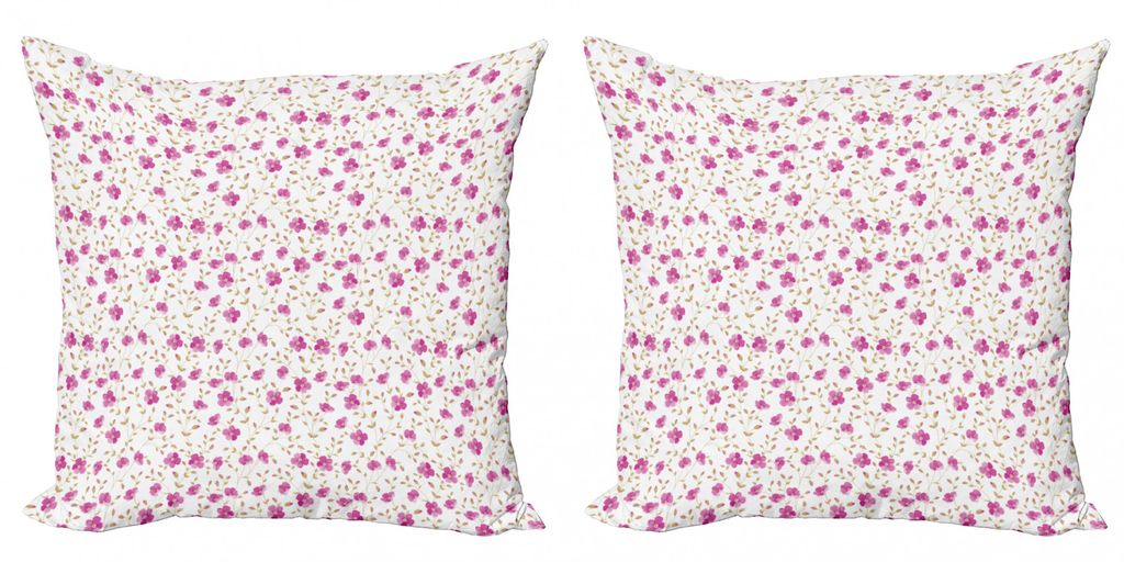 ABAKUHAUS Blume Kissenbezug Set (2Stück), Pfingstrose Im Vintage Stil Girly Süße Lockige Happy Times Engagement Thema, 60x60cm, Rosa resedagrün