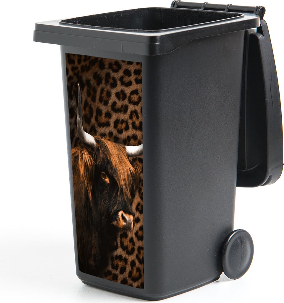 MuchoWow Mülltonnenaufkleber Schottischer Highlander - Pelz - Pantherdruck 38x80 cm - Behälteraufkleber - Mülleimer-Aufkleber - Container-Aufk...