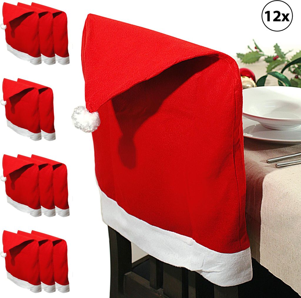 Stuhlhusse Mütze 12er Set 50x60cm Nikolausmütze Produktbild 