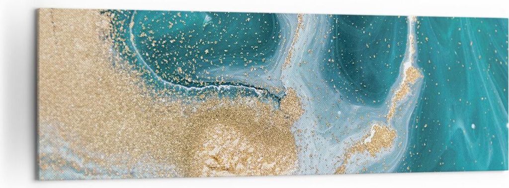 Bild auf Leinwand - Leinwandbild - Einteilig - Golden Türkis Hintergrund - 160x50cm - Wand Bild - Wanddeko - Wandbilder - Leinwanddruck - Bilder -...