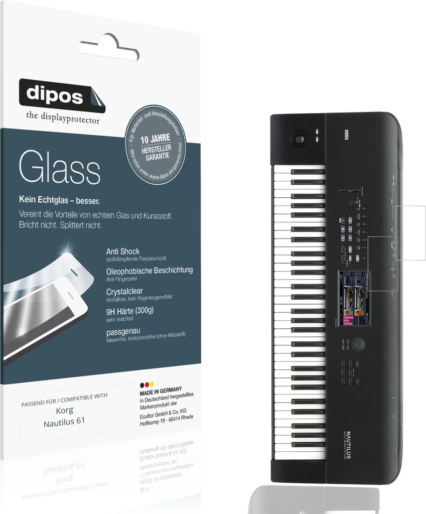 2x Schutzfolie für Korg Nautilus 61 - Anti-Shock 9H Folie dipos Glass Kunststoffglas