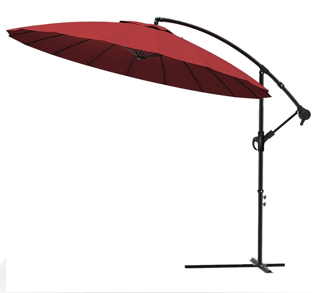 Grand parasol de terrasse 300 cm rouge, protection solaire efficace