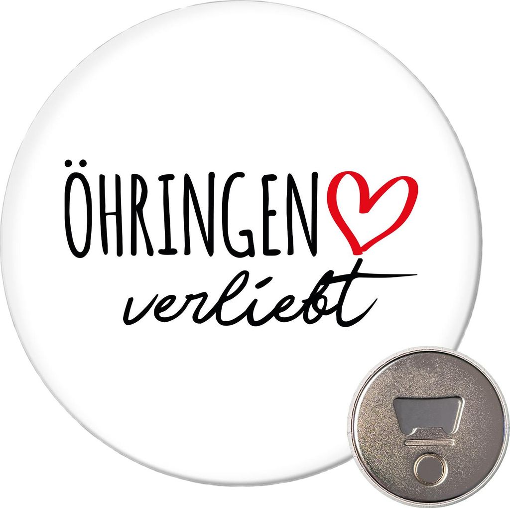 Huuraa Magnet Öhringen verliebt 59mm Kühlschrankmagnet rund Flaschenöffner Geschenkidee