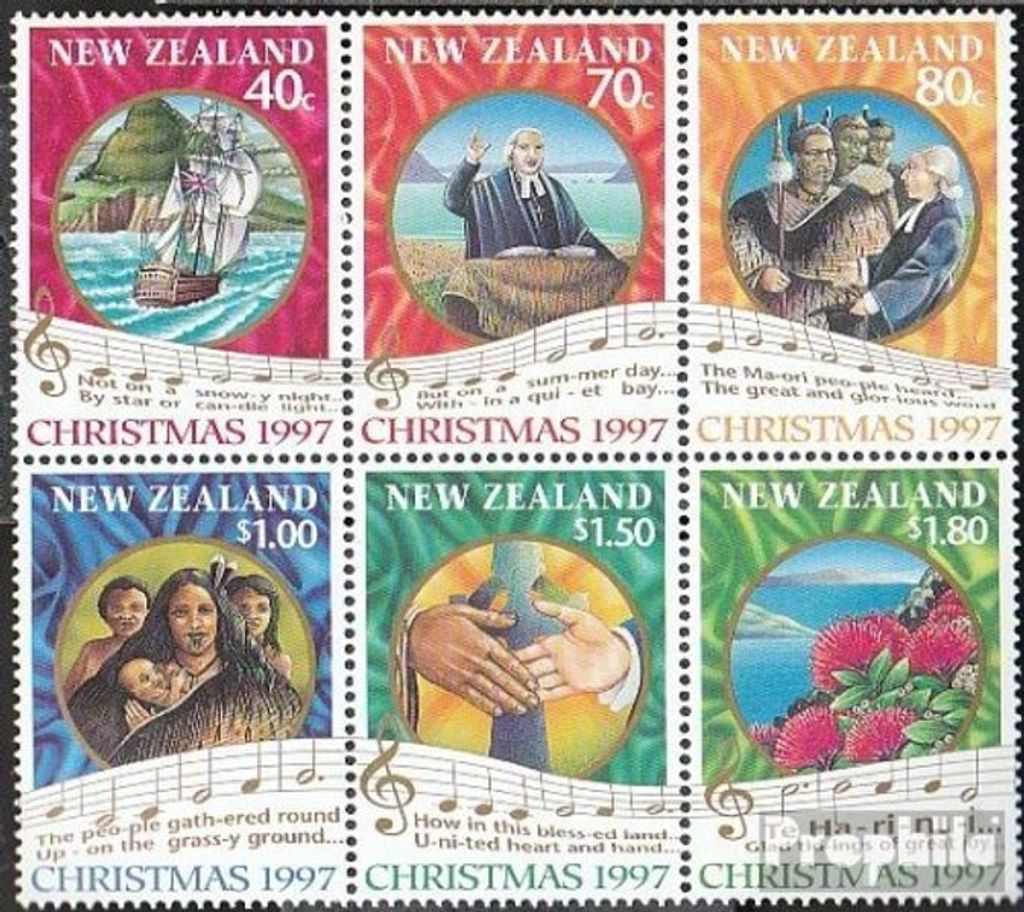 Briefmarken Neuseeland 1997 Mi 1621-1626 Sechserblock (kompl.Ausg.) postfrisch Weihnachten