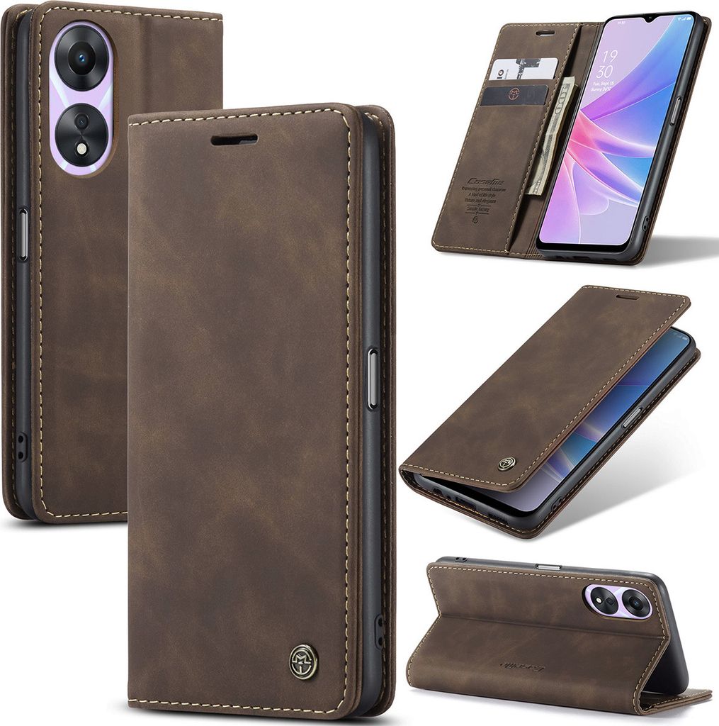 Oppo A78 Hülle, Retro Kunstledertasche mit Standfunktion Schutzhülle für Oppo A78 Kupfer
